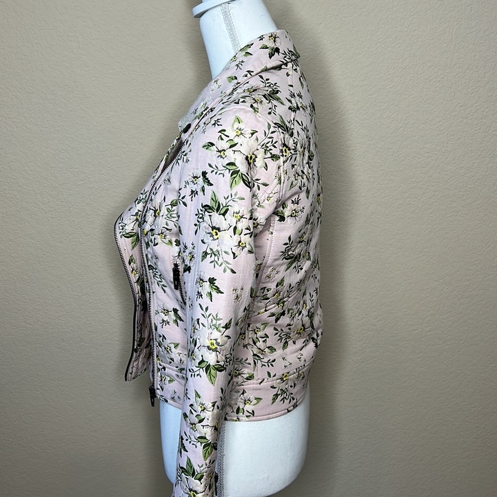 BLANKNYC Pink Floral Embroidered Moto Jacket - Picture 9 of 14
